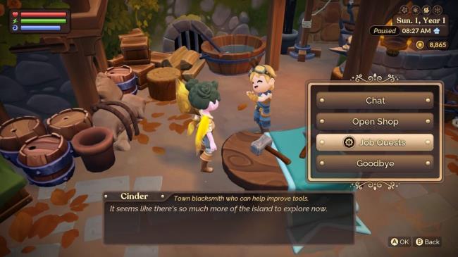 a farmer speaking to cinder a<em></em>bout job quests in fae farm